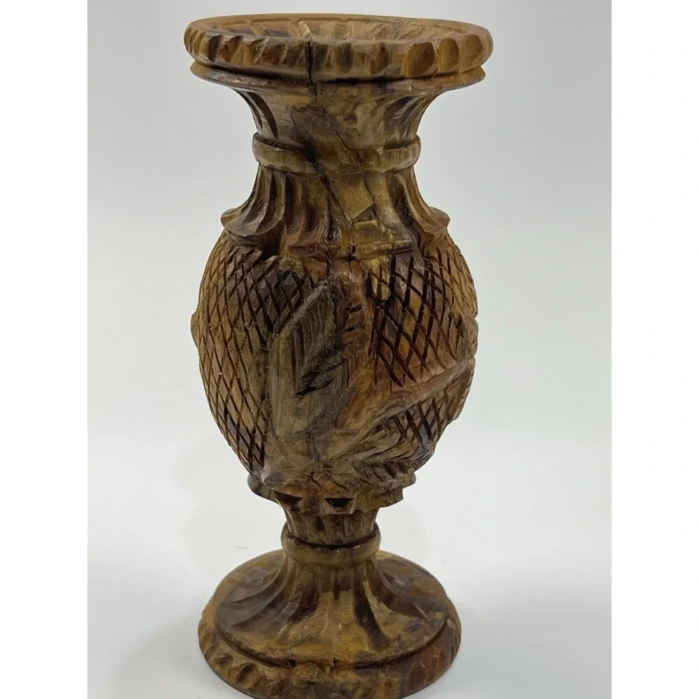 Hand-Carved Olive wood Vase Likely  from Bethlehem 5.5